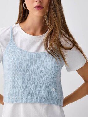NWT Knit T-shirt and tank set baby blue white